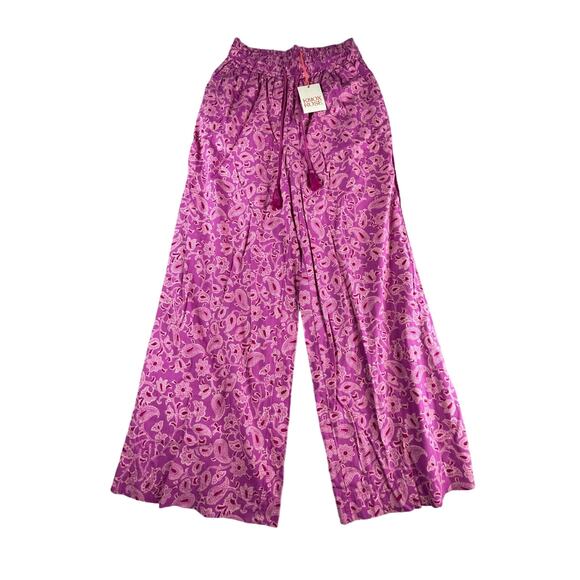 Knox Rose Pants - Knox Rose Pants Womens Small Pink Paisley Wide Leg Casual Elastic Drawstring NWT